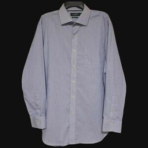 Mens Lauren Ralph Lauren Dress Shirt Blue White Pinstripe 17.5 34/35 Classic Fit